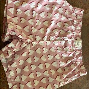 American Eagle Outfitters Pink and White Heart Pattern Shorts